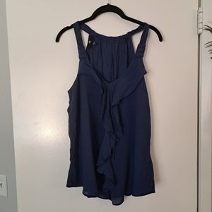 IZ Byer Blue Ruffle Blouse